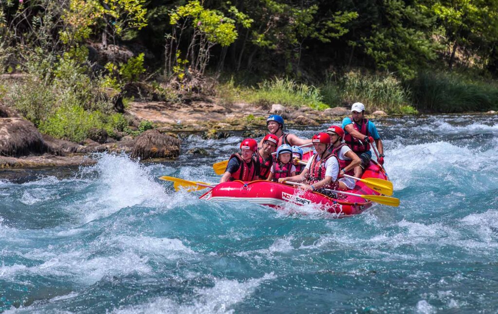 Rafting through Tara Canyon rapids